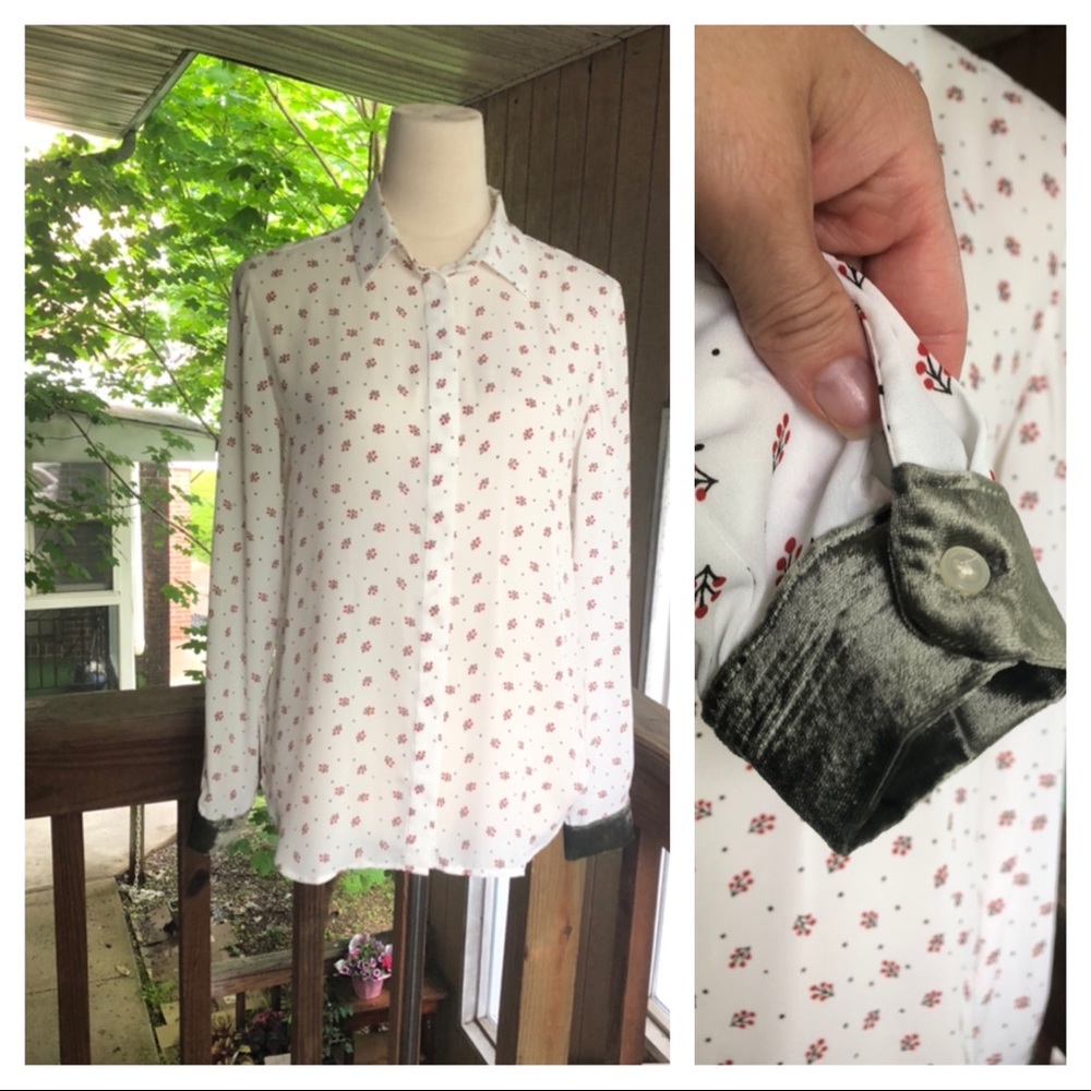 LOFT button down with velvet cuffs